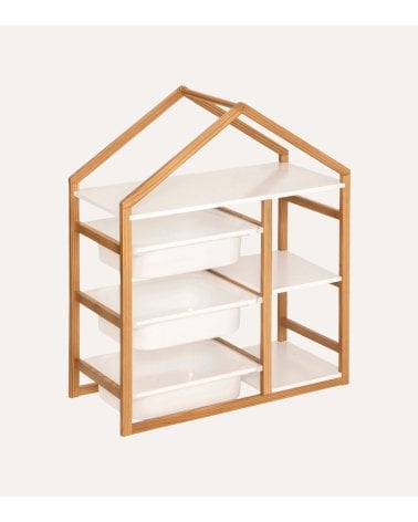 Estantería Infantil Bako con Baldas y Cubetas de Madera y PP