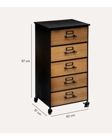 Sifonier Baris de 5 Cajones de MDF y Acero