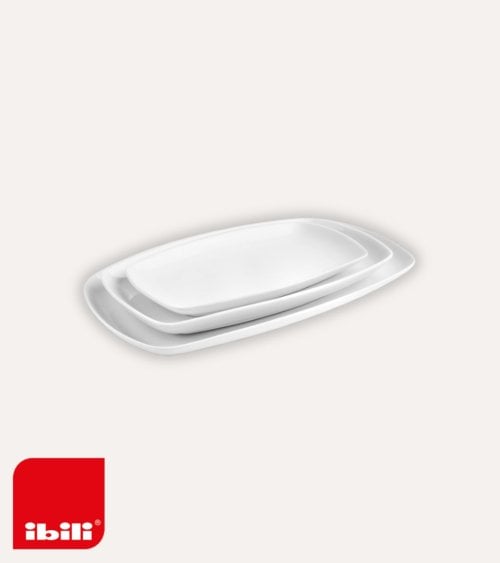 Bandeja Rectangular de Porcelana Blanca
