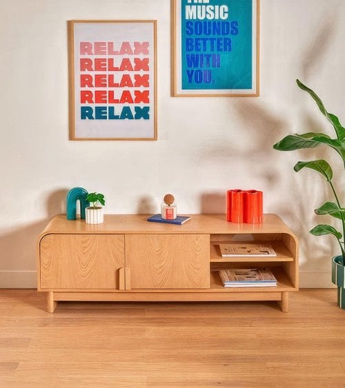 Mueble de TV Lee con 2 Puertas y Baldas de MDF