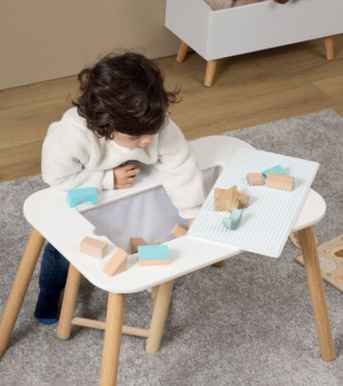 Mesa Infantil Reversible Buldy con Tablero para Juego y Almacenamiento