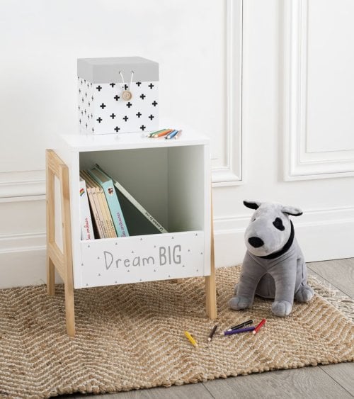 Mesita de Noche Infantil Librero de Madera de Pino y MDF