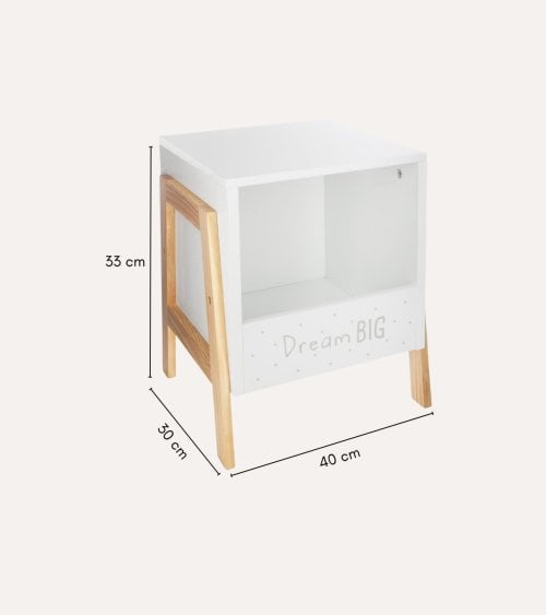 Mesita de Noche Infantil Librero de Madera de Pino y MDF