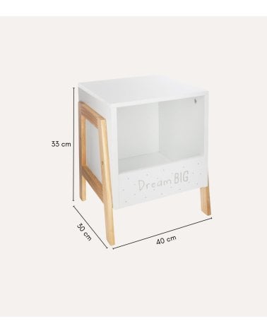 Mesita de Noche Infantil Librero de Madera de Pino y MDF