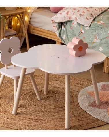 Mesa Infantil Ally en Forma de Flor de MDF y Madera de Pino