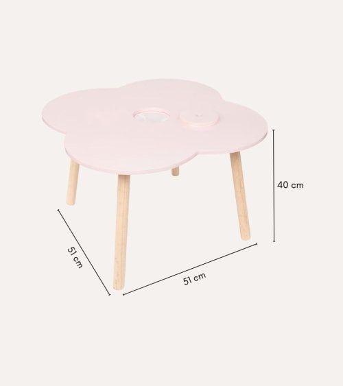 Mesa Infantil Ally en Forma de Flor de MDF y Madera de Pino