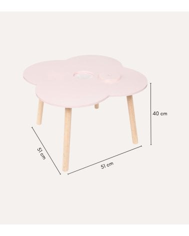 Mesa Infantil Ally en Forma de Flor de MDF y Madera de Pino