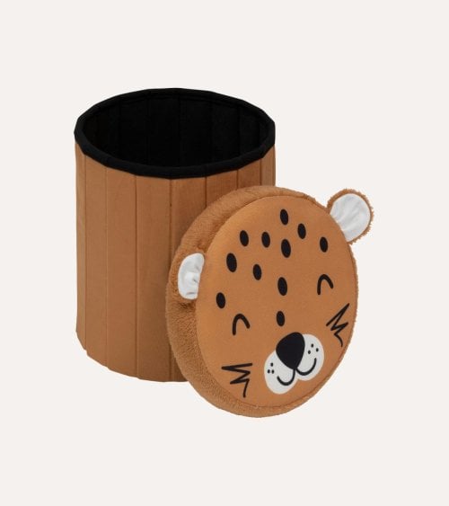 Puff Infantil Plegable Leopardo con Almacenamiento