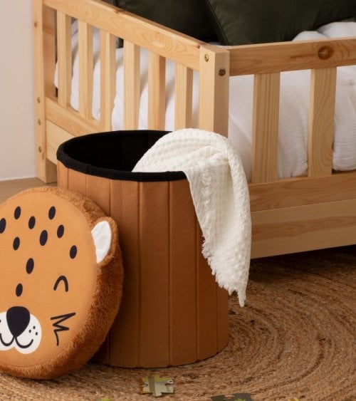 Puff Infantil Plegable Leopardo con Almacenamiento