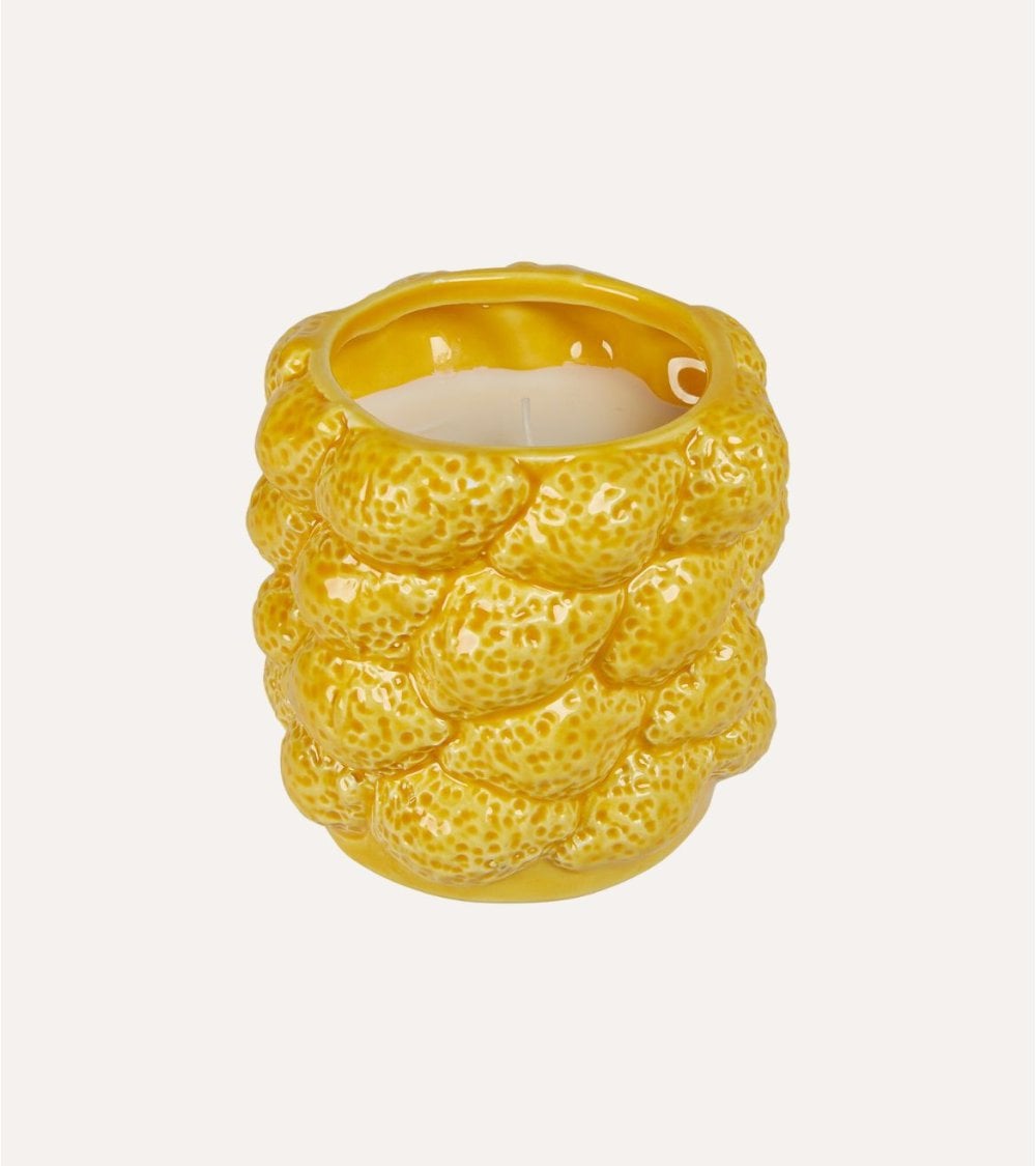 Vela de Limones Amarillos en Base de Cerámica