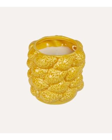 Vela de Limones Amarillos en Base de Cerámica