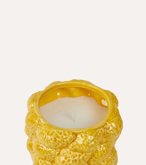 Vela de Limones Amarillos en Base de Cerámica