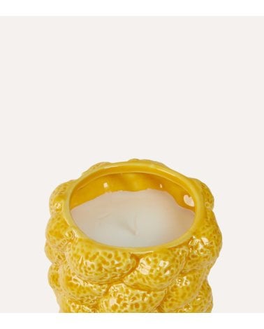 Vela de Limones Amarillos en Base de Cerámica