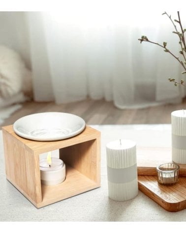 Quemador de Aceite Aromático de Bambú y Dolomita