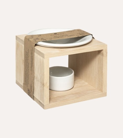 Quemador de Aceite Aromático de Bambú y Dolomita