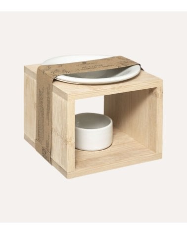 Quemador de Aceite Aromático de Bambú y Dolomita