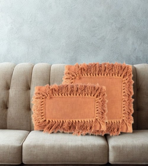 Cojín Rectangular Autumn con Flecos de Algodón