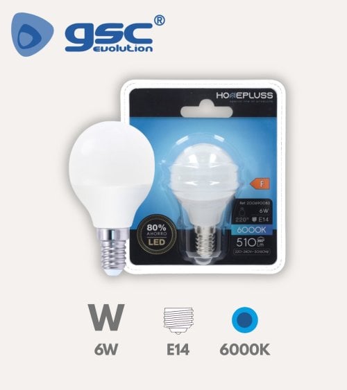 Bombilla LED Esférica E14 6W