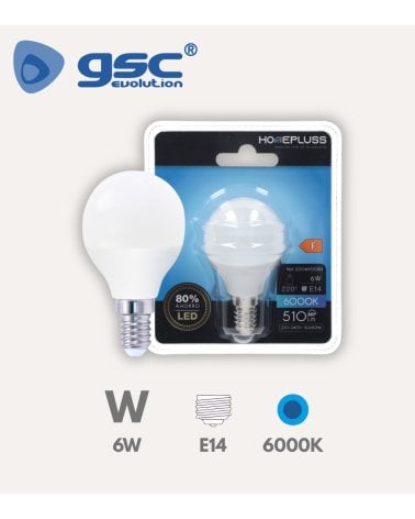 Bombilla LED Esférica E14 6W