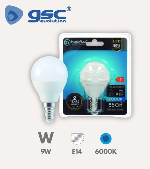 Bombilla LED Esférica E14 9W