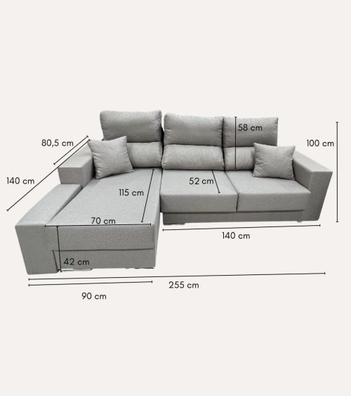 Sofá Chaise Longue Ibiza con Arcón y Puff