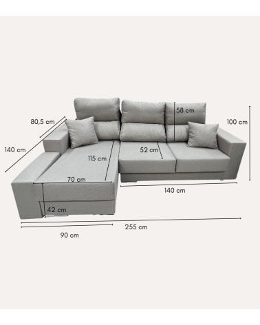 Sofá Chaise Longue Ibiza con Arcón y Puff