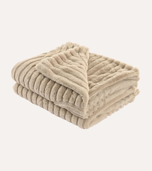 Manta Plaid de Pelo Líneas de Poliéster