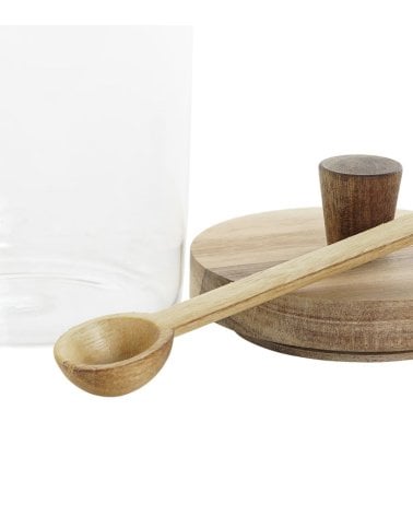 Bote de Vidrio con Tapa y Cuchara de Madera de Acacia-4