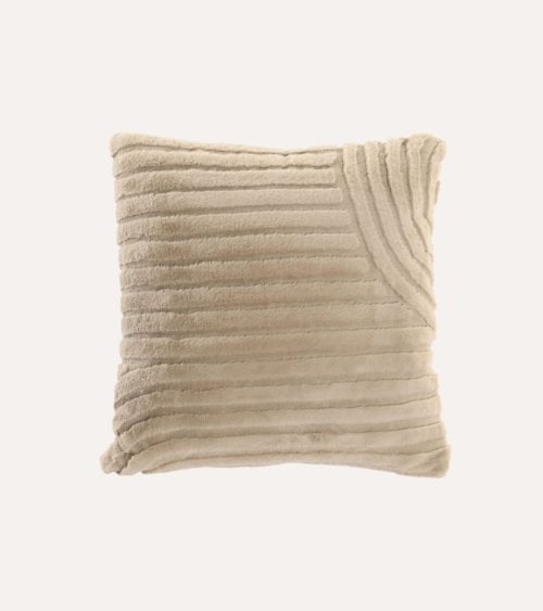 Cojín de Pelo Líneas Arena de Poliéster