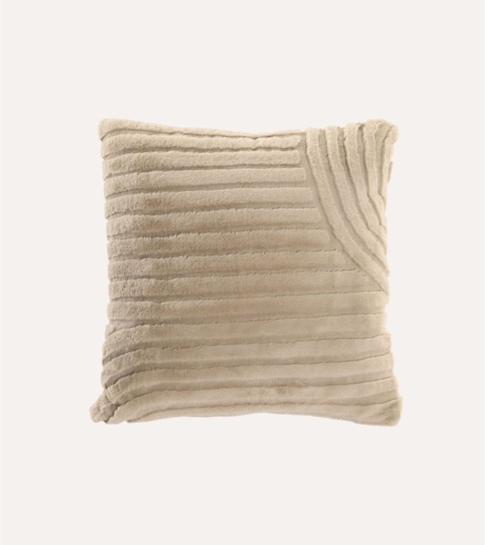 Cojín de Pelo Líneas Arena de Poliéster