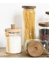Bote de Vidrio con Tapa y Cuchara de Madera de Acacia-1