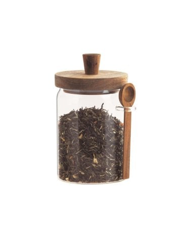 Bote de Vidrio con Tapa y Cuchara de Madera de Acacia-2