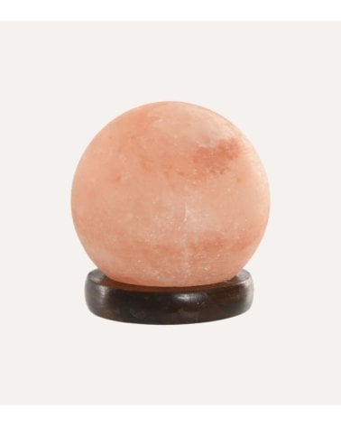 Lámpara de Mesa Bola de Sal del Himalaya y Madera de Acacia