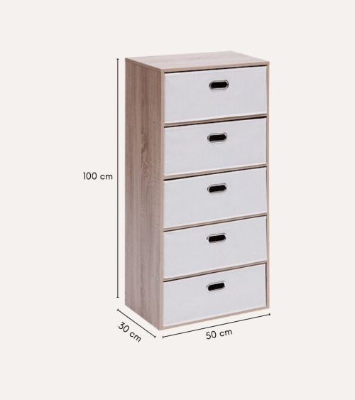 Cajonera Dress Up con 5 Cestas de MDF