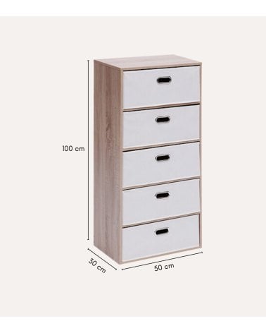 Cajonera Dress Up con 5 Cestas de MDF