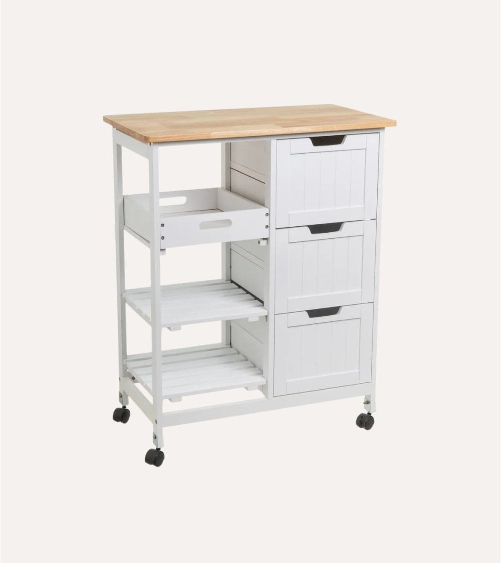 Carro de Cocina Lacado de Madera de Pino y MDF