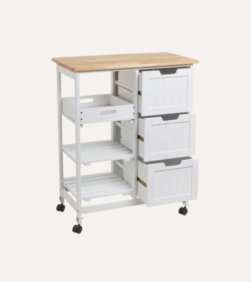 Carro de Cocina Lacado de Madera de Pino y MDF