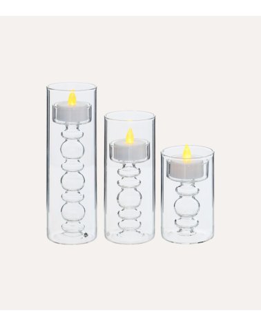 Set de 3 Velas Flotantes LED Lena de Vidrio