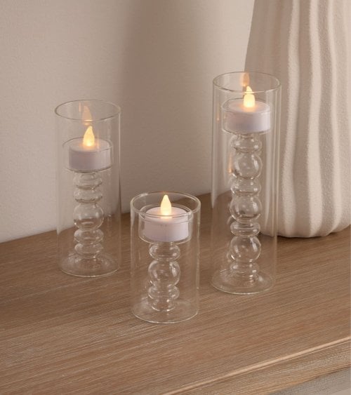 Set de 3 Velas Flotantes LED Lena de Vidrio