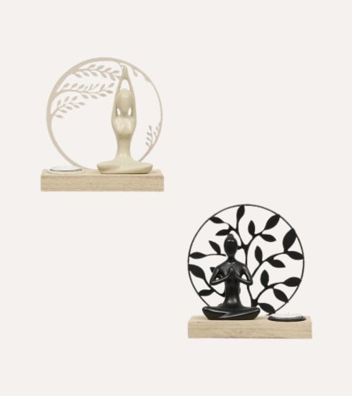 Portavelas de Figura de Yoga de MDF
