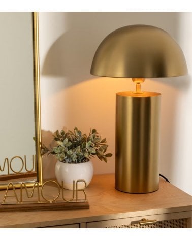 Lámpara Champi de Mesa con Forma Cilíndrica de Metal