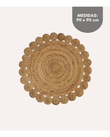 Alfombra Redonda Ribete Tejido de Yute