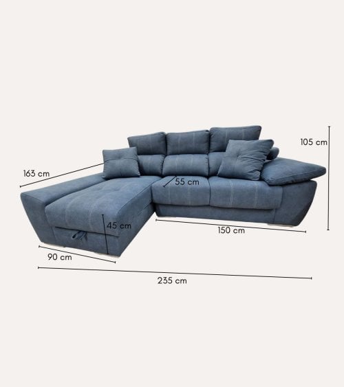 Sofá Chaise Longue Berlin con Arcon