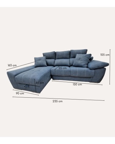 Sofá Chaise Longue Berlin con Arcon