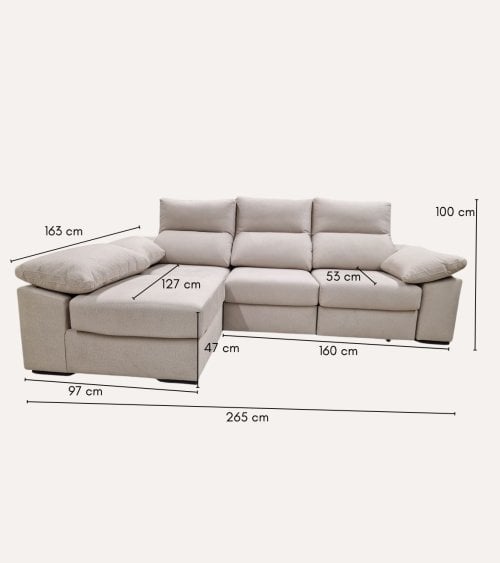 Sofá Chaise Longue Tavira con Puff Individual