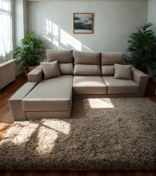 Sofá Chaise Longue Ibiza con Arcón y Puff