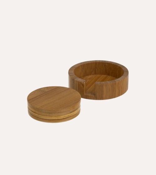 Set de 4 Portavasos con Base de Bambú