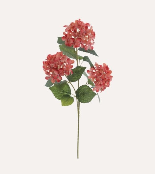 Hydrangea Decorativa con 3 Tallos de Poliéster y Plástico