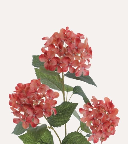 Hydrangea Decorativa con 3 Tallos de Poliéster y Plástico
