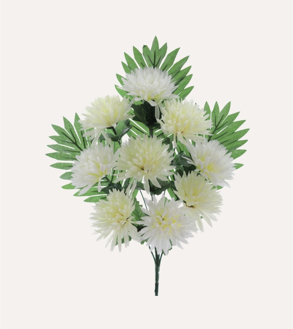 Ramo Decorativo de Crisantemos y Palmas de Poliéster y Plástico